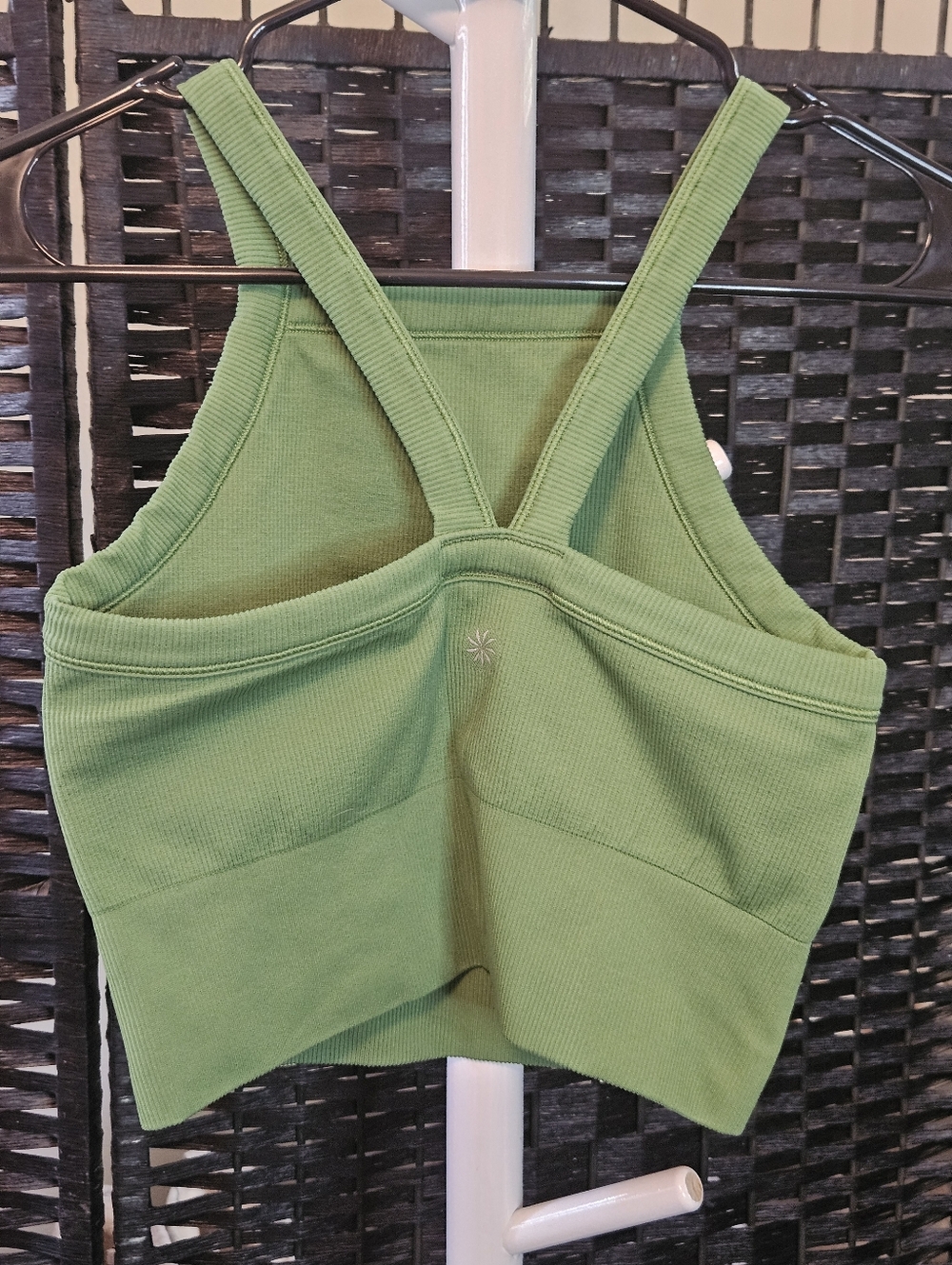 Athleta Green Ribbed Racerback Crop Tank - Picture 2 of 2